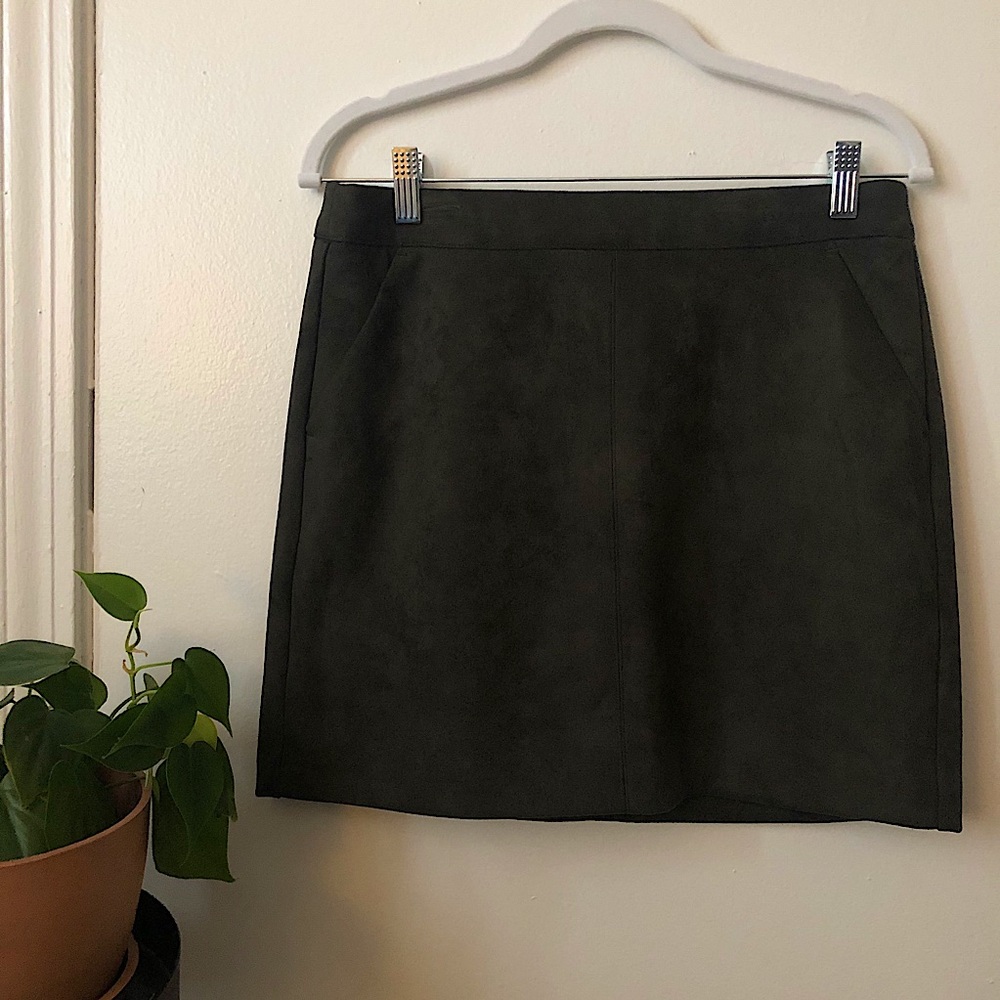 dark green velvet mini skirt